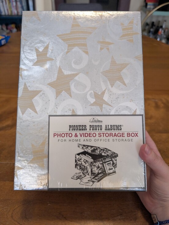 Pioneer Photo Albums Other - Celestial Y2K Pioneer Photo Albums Storage Box 1000 Photos & 10 VHS, Silver/Gold